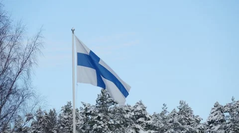 Flag Of Finland Waving On sky Background Stock Footage 46663465