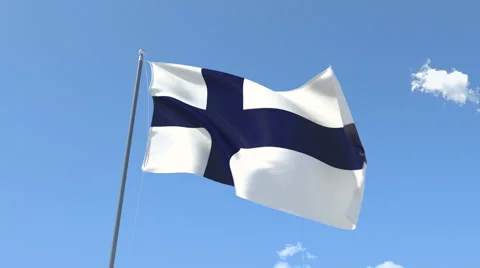 The flag of Finland Waving on the Wind. Video stock 40729640