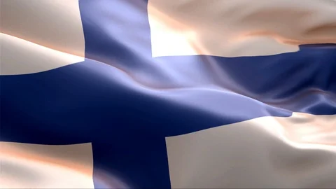 Flag of Finland waving in the wind. Stock Footage 129193569
