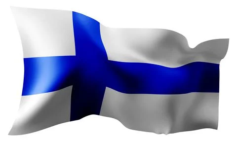Flag of Finland waving in the wind. Stock Illustration