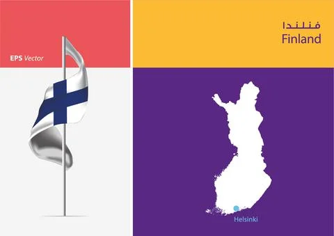 Flag of Finland on white background with Map Stock Illustration