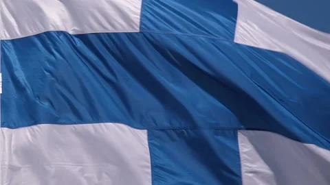 Flag of Finland on the white flagpole Stock Footage 154671836
