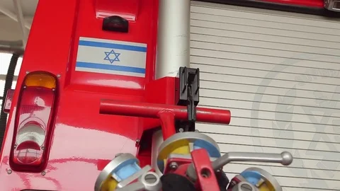 Flag on fire truck Stock Footage 77101004