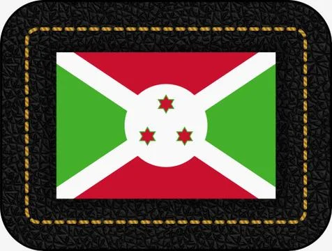 Flag of Flag of Burundi. Vector Icon on Black Leather Backdrop. Ratio 2:3 Stock Illustration