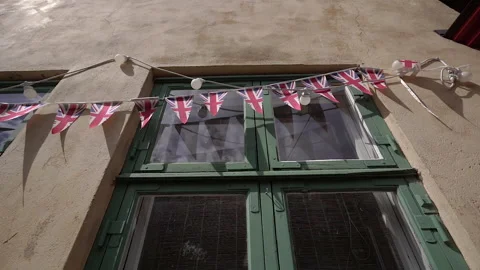 Flag. Flag of Denmark. Flags of Denmark hung around the city. Stock Footage 232964795