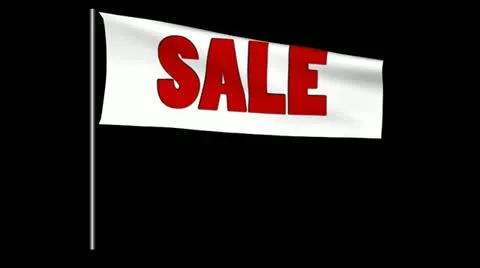 The flag. flag swaying in the wind. at the flag it says "sale". added transpa Stock Footage 12013469