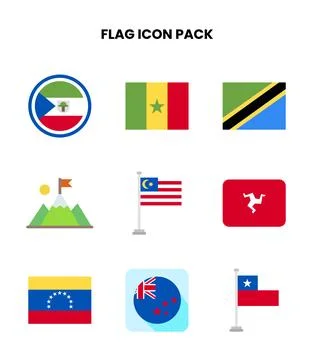 Flag Flat Bundle Icons Pack Stock Illustration