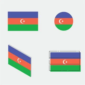 Flag with flat, circle, isometric and line design Stock Illustration