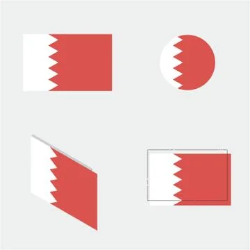 Flag with flat, circle, isometric and line design Stock Illustration