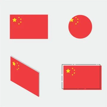 Flag with flat, circle, isometric and line design Stock Illustration
