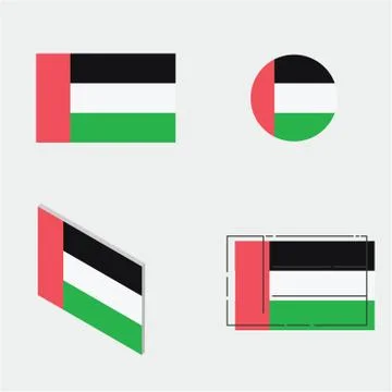Flag with flat, circle, isometric and line design Stock Illustration