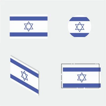 Flag with flat, circle, isometric and line design Stock Illustration