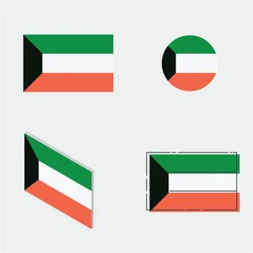 Flag with flat, circle, isometric and line design Stock Illustration