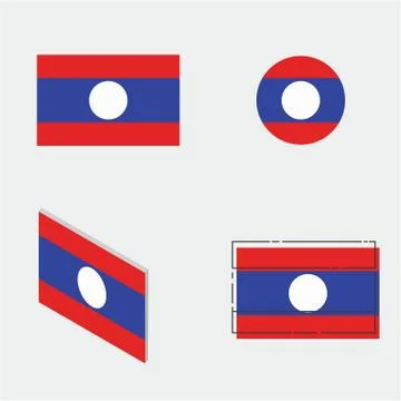 Flag with flat, circle, isometric and line design Stock Illustration