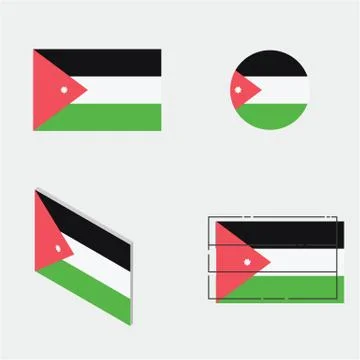 Flag with flat, circle, isometric and line design Stock Illustration