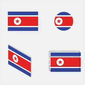 Flag with flat, circle, isometric and line design Stock Illustration