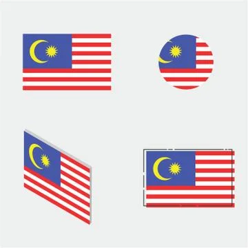 Flag with flat, circle, isometric and line design Stock Illustration
