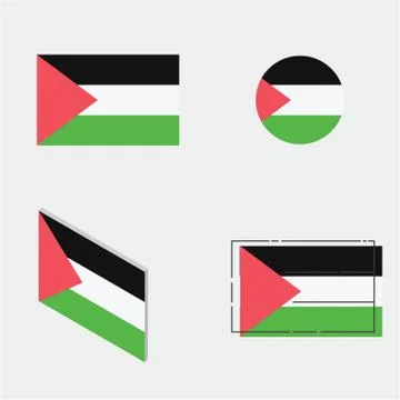 Flag with flat, circle, isometric and line design Stock Illustration