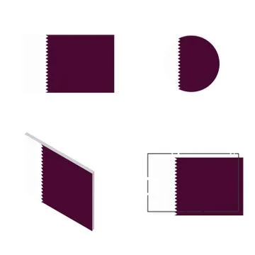 Flag with flat, circle, isometric and line design Stock Illustration