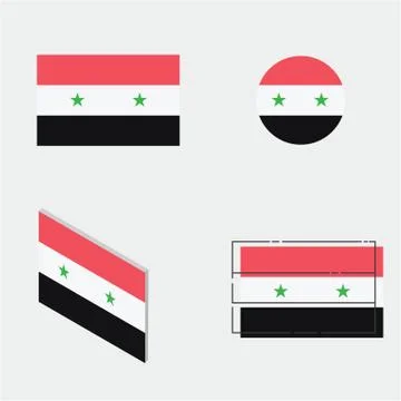 Flag with flat, circle, isometric and line design Stock Illustration