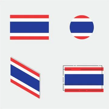 Flag with flat, circle, isometric and line design Stock Illustration