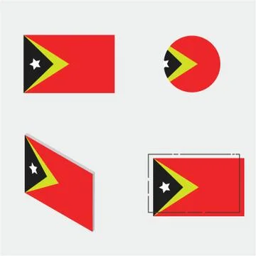 Flag with flat, circle, isometric and line design Stock Illustration