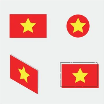 Flag with flat, circle, isometric and line design Stock Illustration