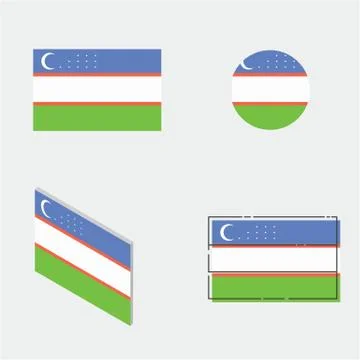 Flag with flat, circle, isometric and line design Stock Illustration