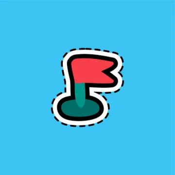 Flag flat color sticker with stitch contour Illustrazione stock