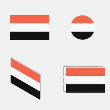 Flag with flat design, circle design, isometric design and line design Stock Illustration