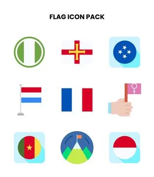 Flag Flat Scalable Icons Pack Stock Illustration