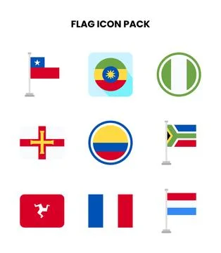 Flag Flat UI Icons Pack Stock Illustration