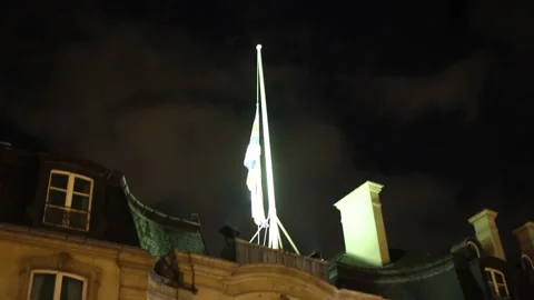The flag flies at half-staff at the British embassy in Paris, París, FR - 08 Sep Stock Footage 209010975