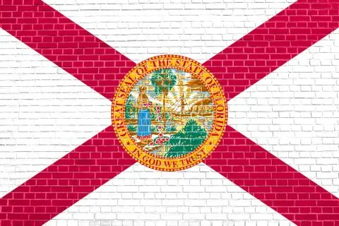 Flag of Florida on brick wall texture background Stock Illustration