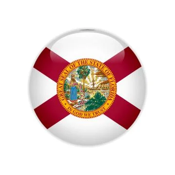 Flag Florida button Illustrazione stock