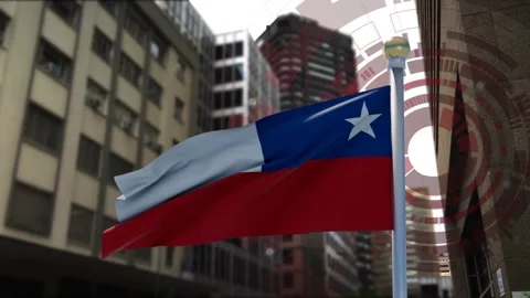 Flag fluttering and curling on vertical pole, gusts driving folds to reveal blue Stock Footage 338356356
