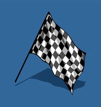 Flag fluttering checkered white background Stock Illustration