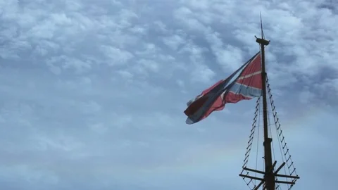 Flag fluttering in the wind. Russian Naval Jack with St. Andrew's cross Stock Footage 71839568