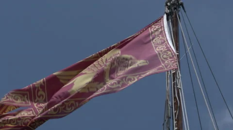 Flag Flutters at Masthead in Venice (Flat Profile) Video stock 53521634