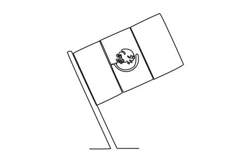 A flag flutters over the pole Stock Illustration