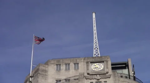 Flag flying at the BBC Stock Footage 48959040