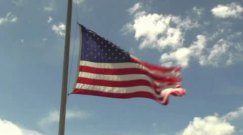 Flag flying at half mast Stock Footage 22802083