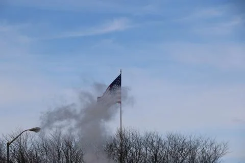 Flag in Fog Foto stock