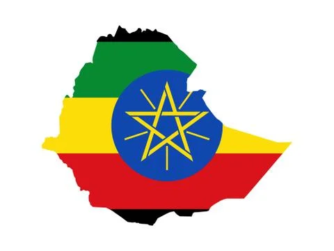 Flag in form form of the geographical country Ethiopia Sub Saharan Africa Stock Illustration