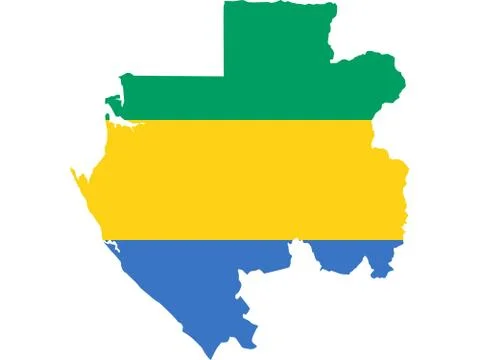 Flag in form form of the geographical country Gabon Sub Saharan Africa Middle Stock Illustration