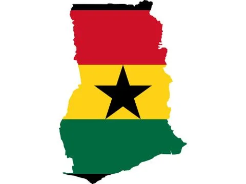 Flag in form form of the geographical country Ghana Sub Saharan Africa Western Stock Illustration