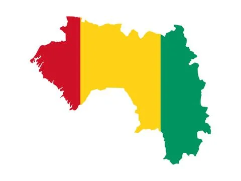 Flag in form form of the geographical country Guinea Sub Saharan Africa Stock Illustration