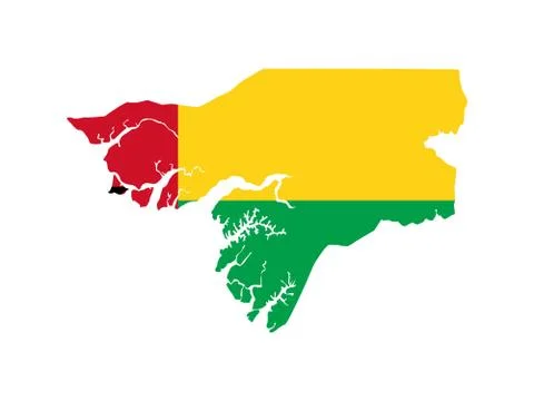 Flag in form form of the geographical country Guinea Bissau Sub Saharan Stock Illustration