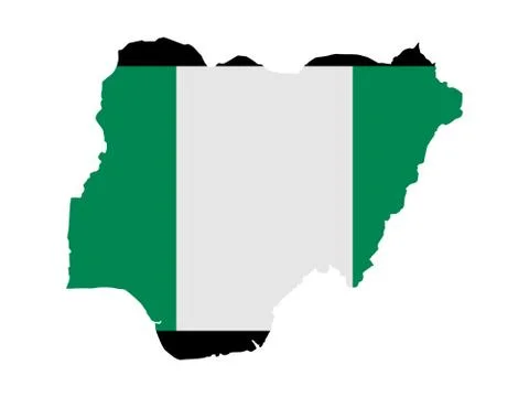 Flag in form form of the geographical country Nigeria Sub Saharan Africa Stock Illustration