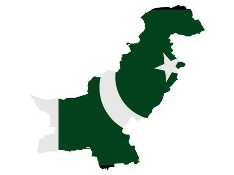 Flag in form form of the geographical country Pakistan Southern Asia Asia Stock Illustration